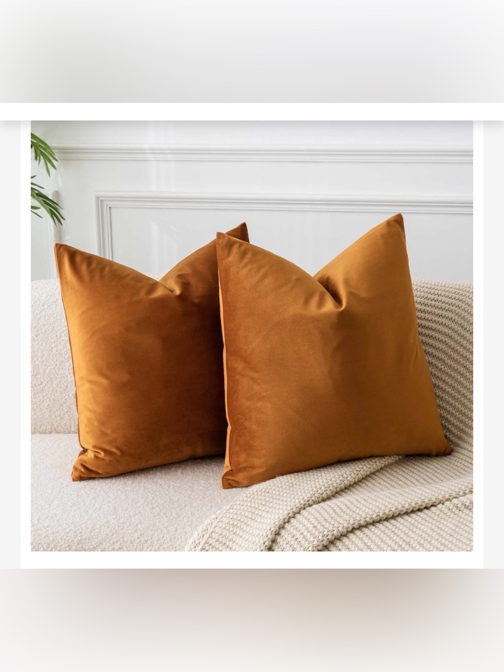 Rust Halloween Velvet Throw Pillow Covers SQUARE 22x22” (2-pack)